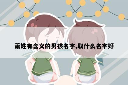 萧姓有含义的男孩名字,取什么名字好